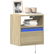vidaXL Mobile TV a Parete con Luci LED Rovere Sonoma 41x31x45 cm