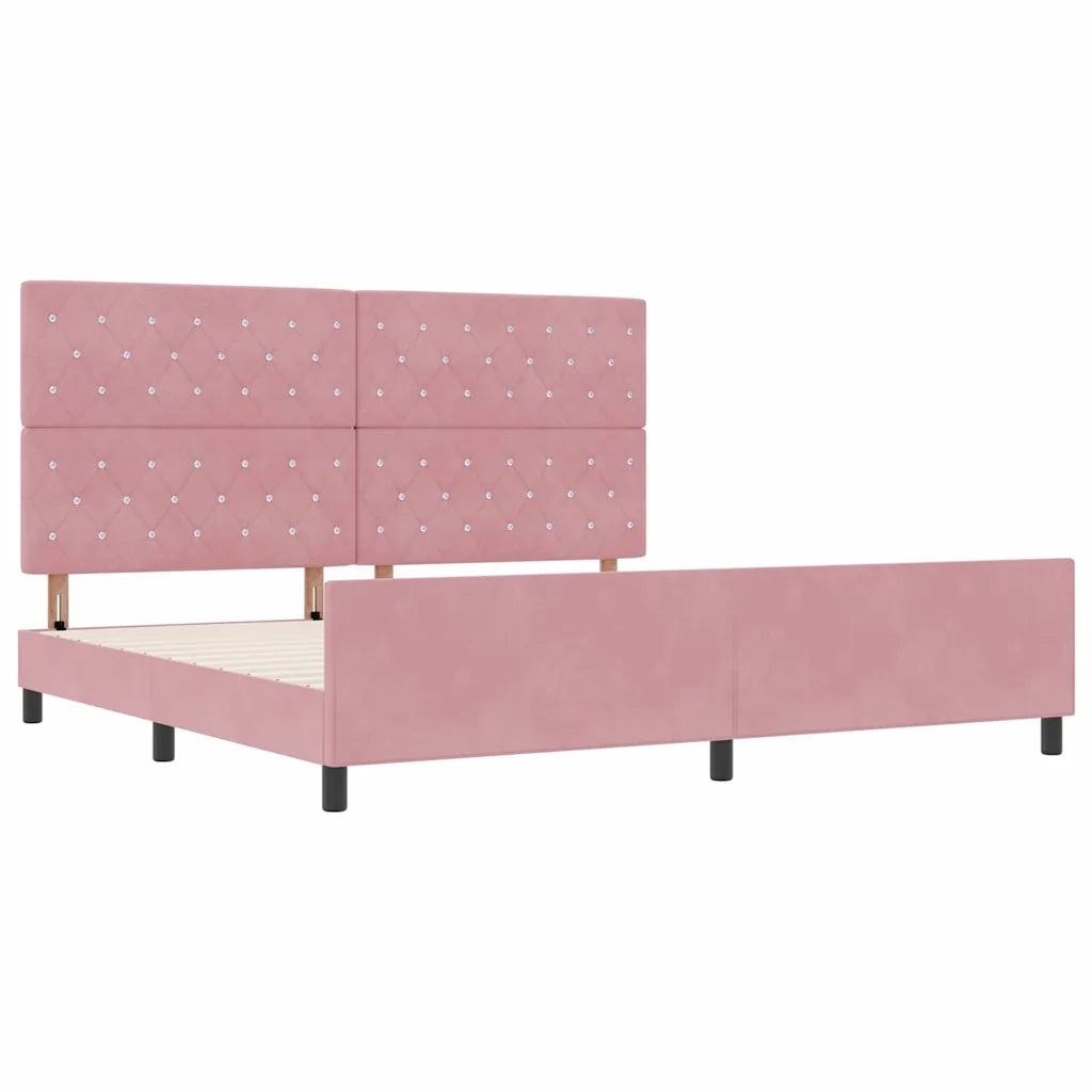 Letto a molle con testiera Rosa 200 x 200 cm Velluto 3344902