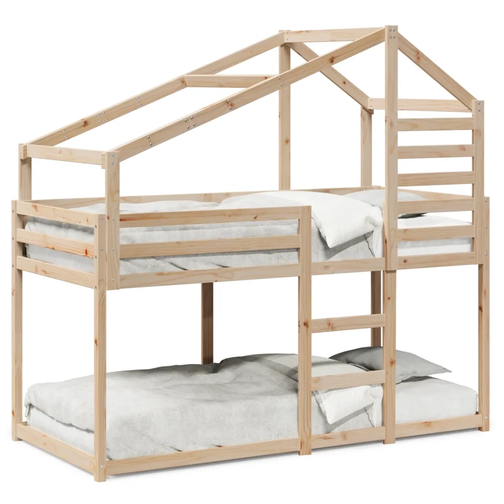 Letto singolo | Letto per adulti | Letto a Castello con Tetto 80x200 cm in Legno Massello di Pino