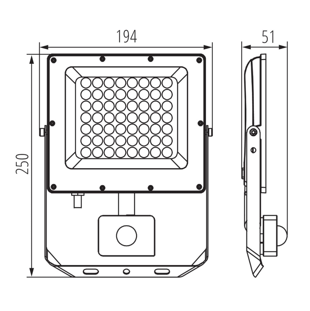 Faro LED 50W CCT con sensore PIR IP44 grigio Kanlux
