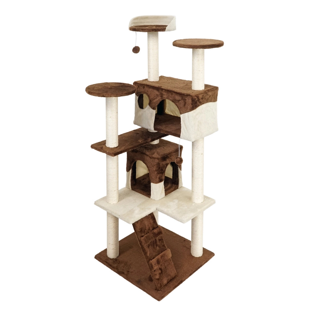 Albero tiragraffi per gatti marrone/beige 130 cm Albero per arrampicarsi Tiragraffi Gatto