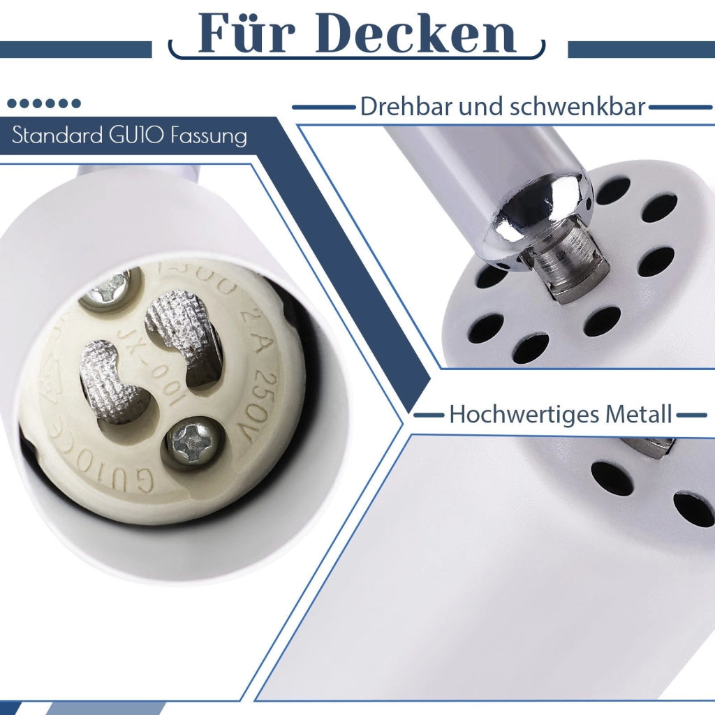 ZMH Faretto da soffitto bianchi 2 luci GU10 moderni rotondi orientabili 350° per camera letto soggiorno senza lampadina