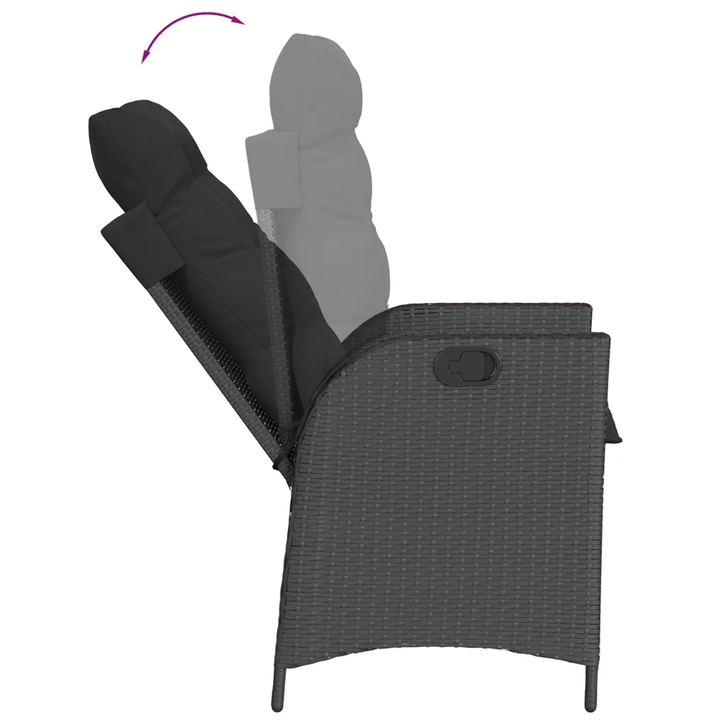 Set da Pranzo da Giardino 7 pz Nero con Cuscini in Polyrattan 3213099