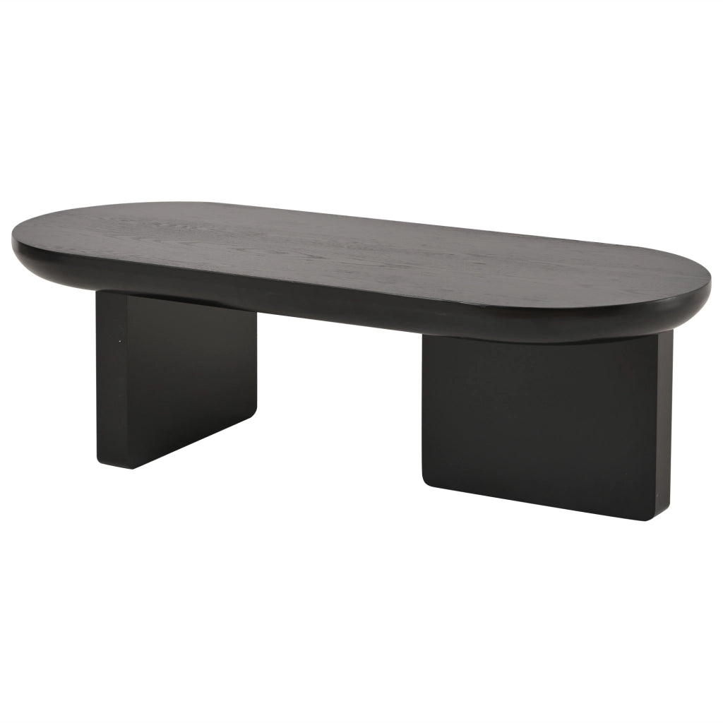 Tavolino da caffè con piano ovale e 2 gambe per soggiorno in MDF 119.7×49.8×35.5 cm nero