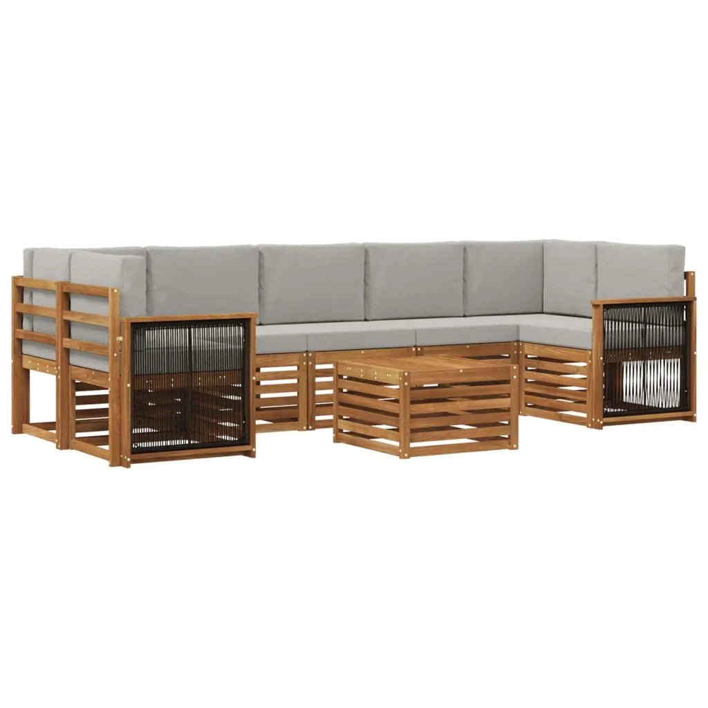 Set di divani da esterno 8 pz Naturale e Grigio Chiaro 3384142