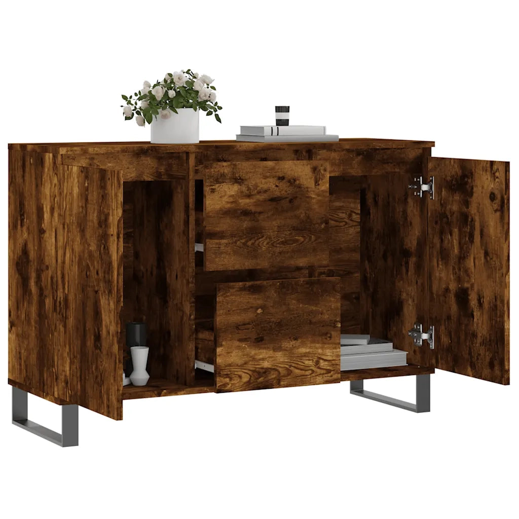 Credenza Rovere Fumo 101,5x35x70 cm in Legno Multistrato 827217