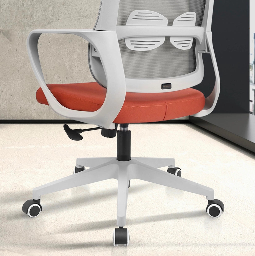 Sedia studio Hispanohogar regolabile in altezza tessuto mattone-grigio 107x66x61cm