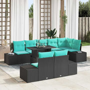 Set Divano da Giardino 9 pz 8-Numero di posti Nero e Blu 3349212