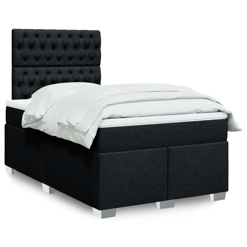 Giroletto a Molle con Materasso Nero 120x190 cm in Tessuto