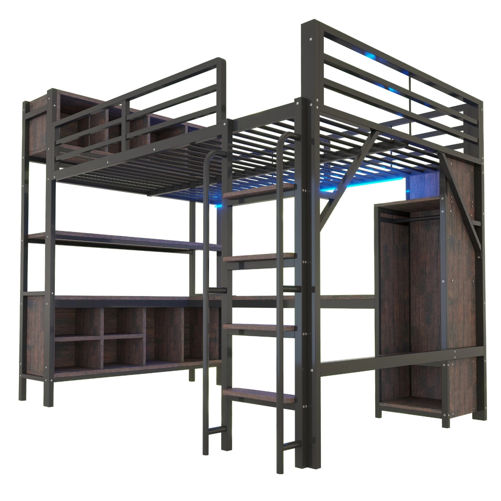 letto alto in metallo nero 145 x 229.2 cm
