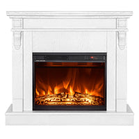 Camino Elettrico da Pavimento 90x100x30 cm Effetto Fiamma 1500W Solomon & Lorance Bianco