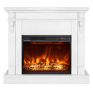 Camino Elettrico da Pavimento 90x100x30 cm Effetto Fiamma 1500W Solomon & Lorance Bianco