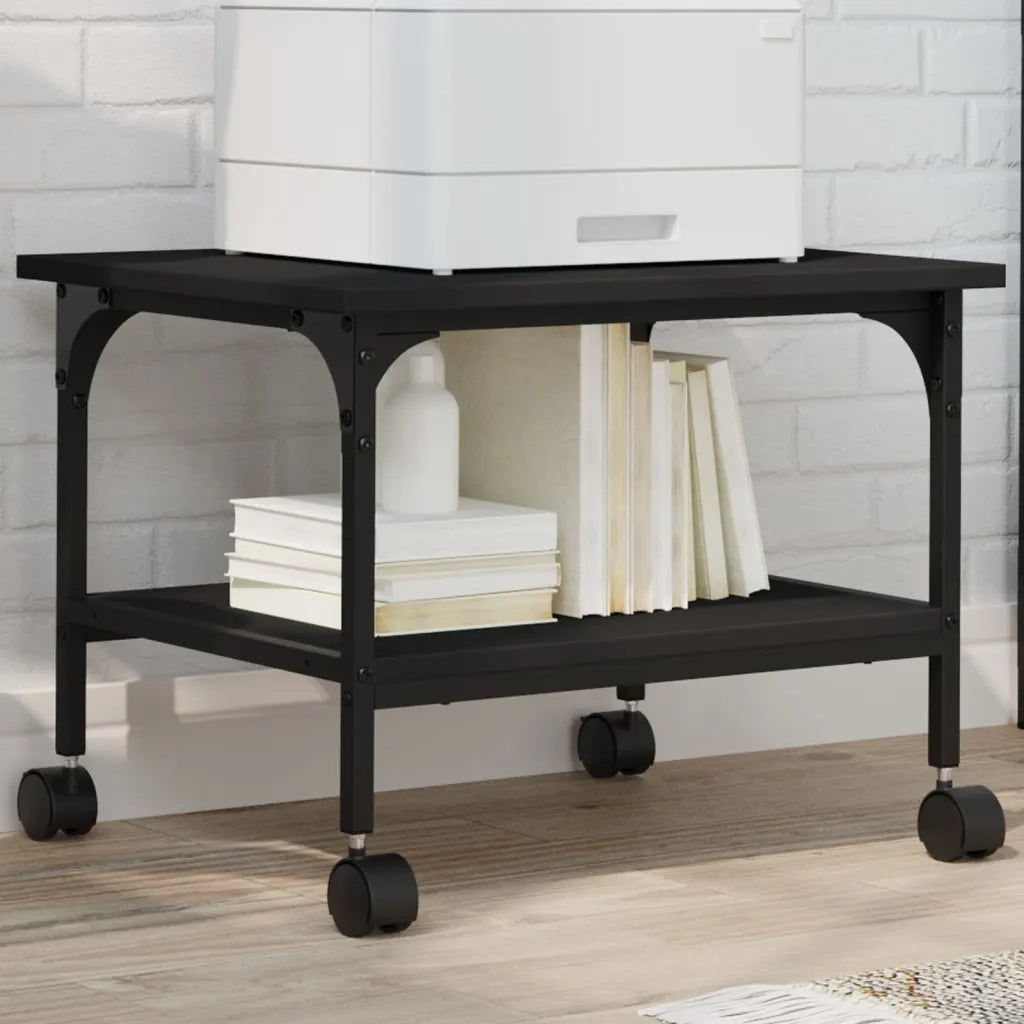 Supporto per Stampante 2 Livelli Nero 50x40x38 cm Multistrato 842281