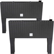 2 letti rialzati con sistema di irrigazione, 60 x 25 x 46 cm, 30 litri, effetto rattan