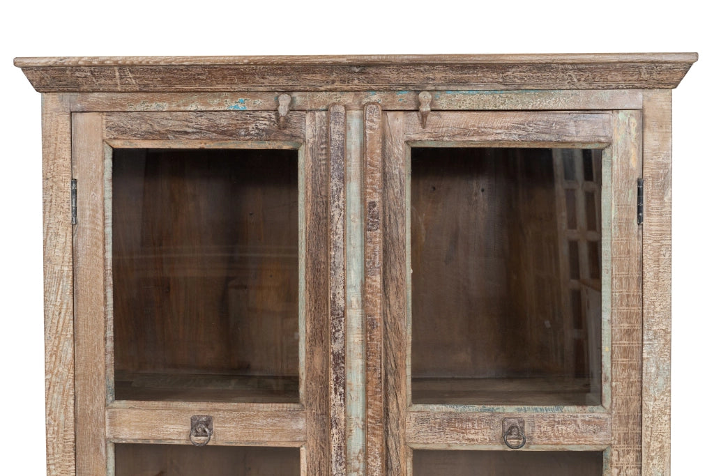 Biscottini Vetrina in legno massiccio riciclato finitura anticata realizzata massello