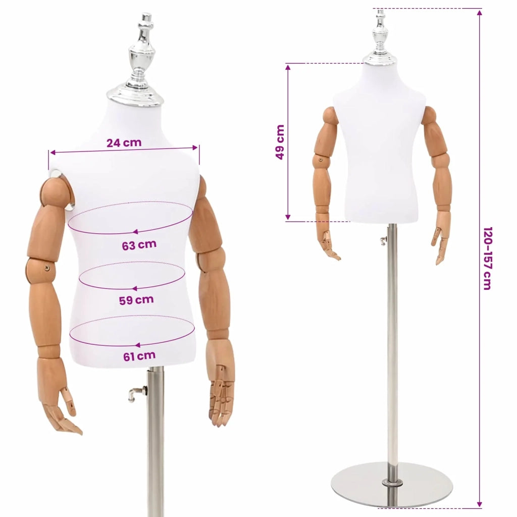 Manichino Regolabile 120-157 cm con Base Unisex PP Bianco 42041713