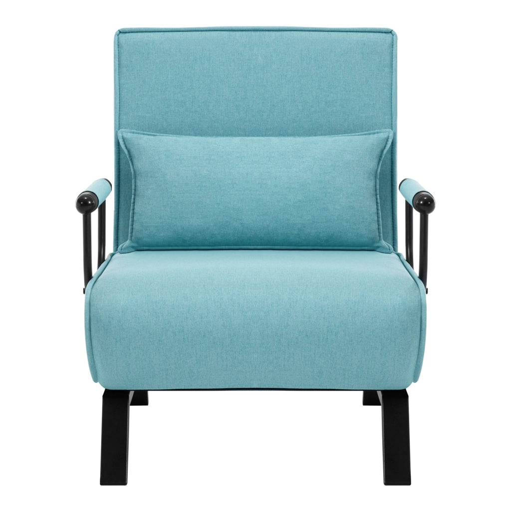 Sedia letto pieghevole 3 in 1, poltrona, chaise longue e letto singolo, blu