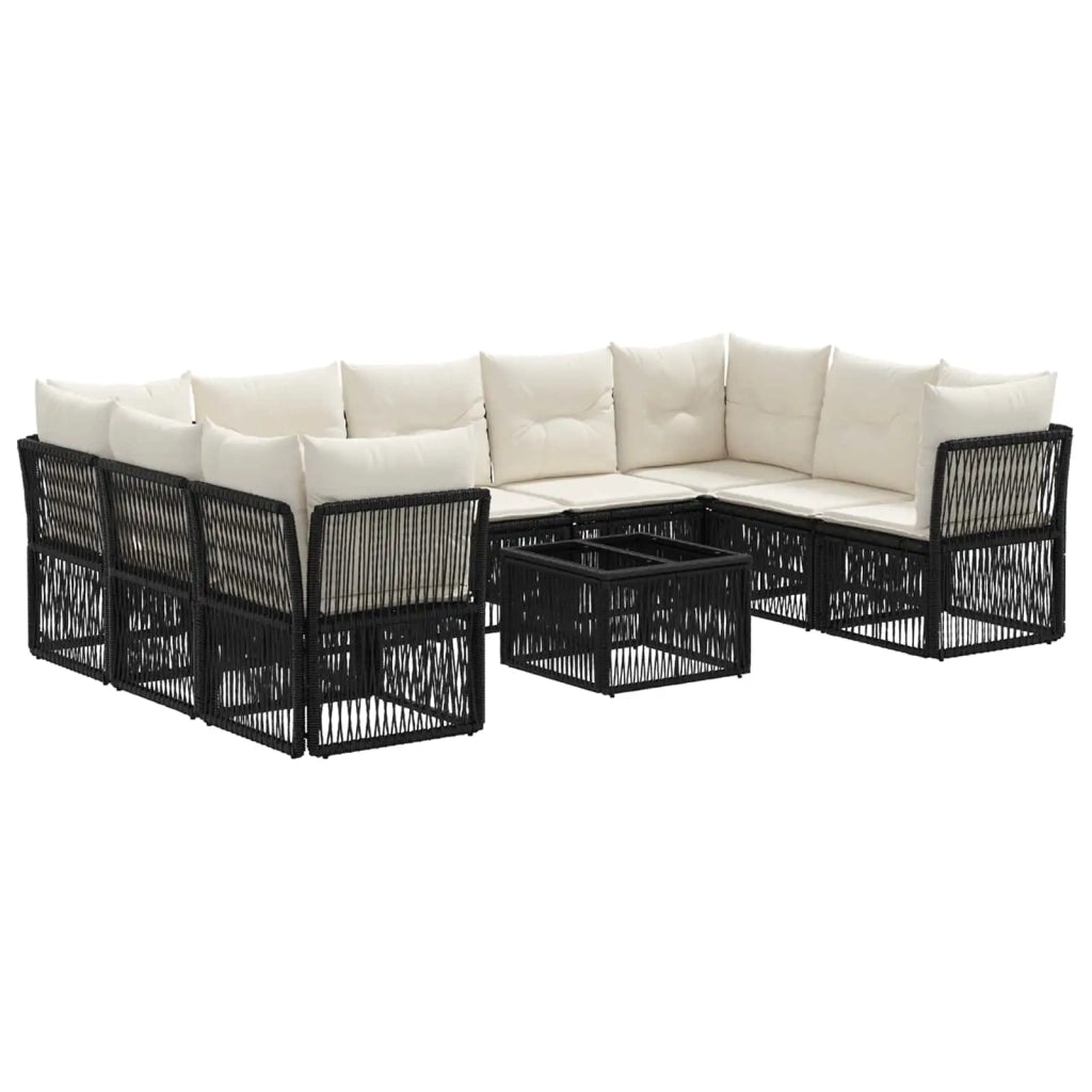 Set Divano da Giardino 10 pz Nero polyrattan 3434341