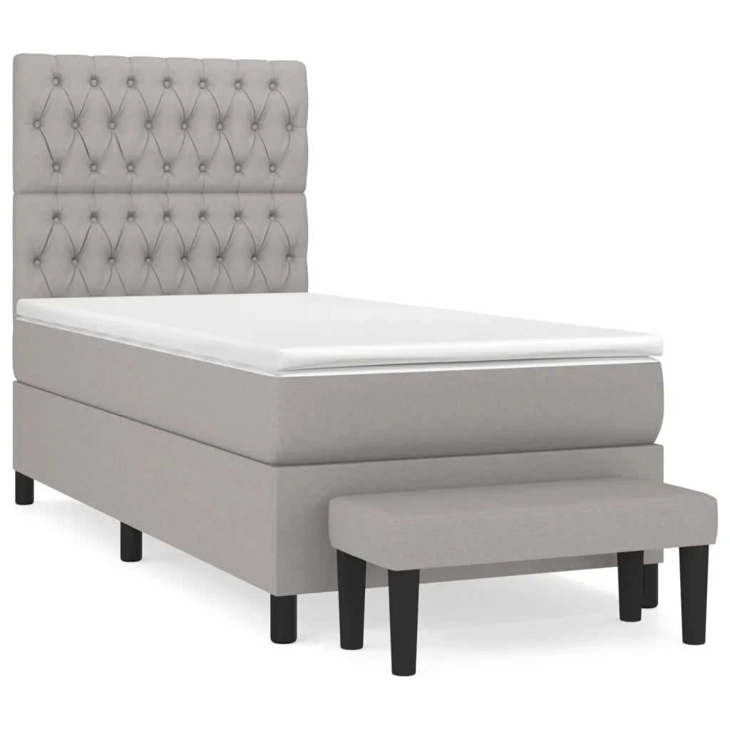 Giroletto a Molle con Materasso Grigio Chiaro100x200 cm Tessuto