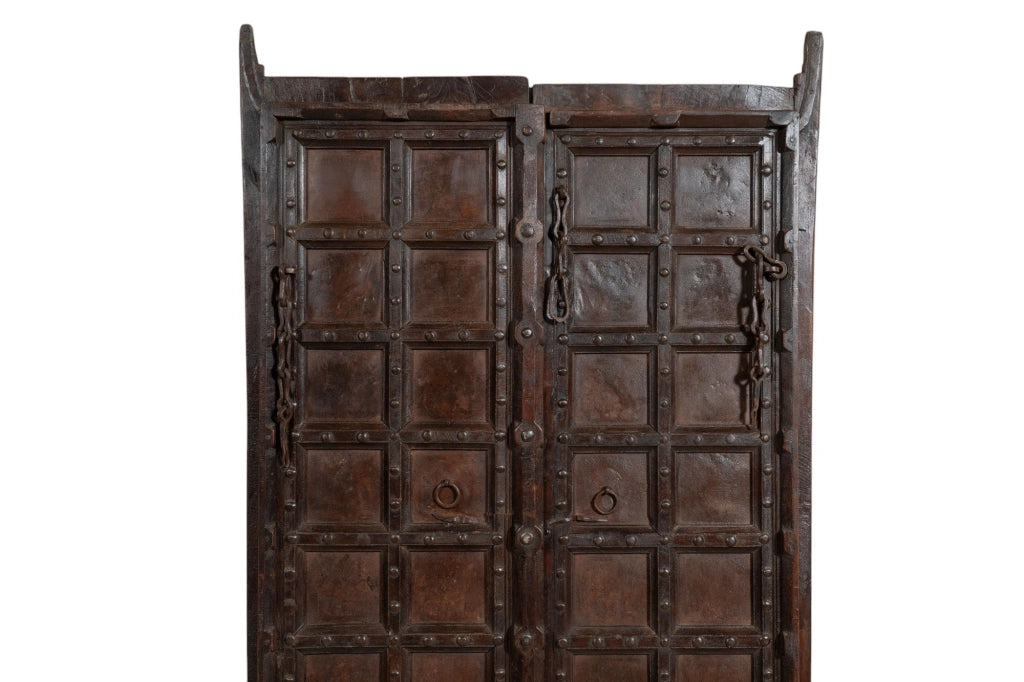 Biscottini Porta portone in legno massello e ferro da interno o da esterno vecchia e antica medievale scorrevole