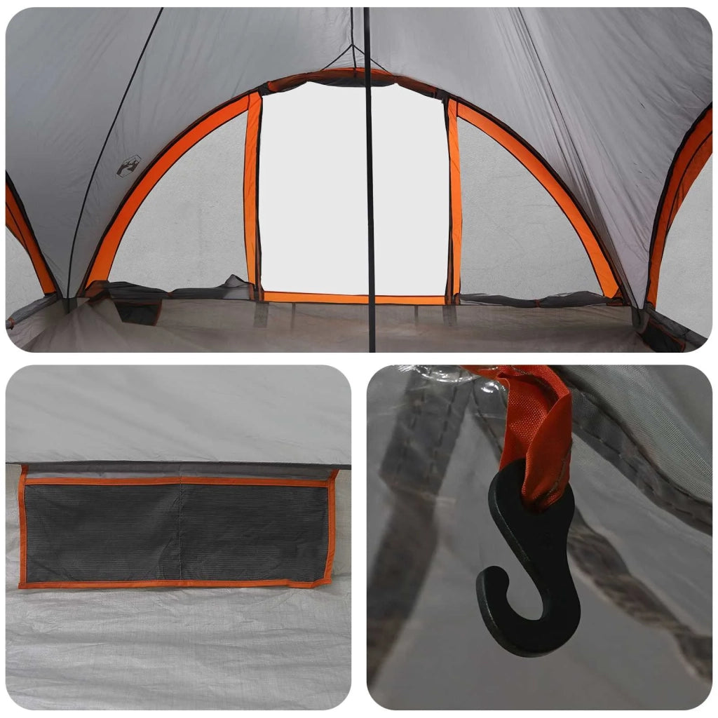 Tenda Tipi Grigio e arancione 18 Persone Poliestere e Acciaio 42028621