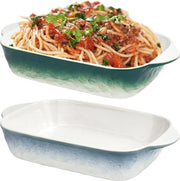 Set di Piatti da Forno in Cotto con Maniglia - Piatto Lasagna e Piatto Quadrato da Forno - Muffin di Cotto per Forno - 23 * 14 * 4,5 cm