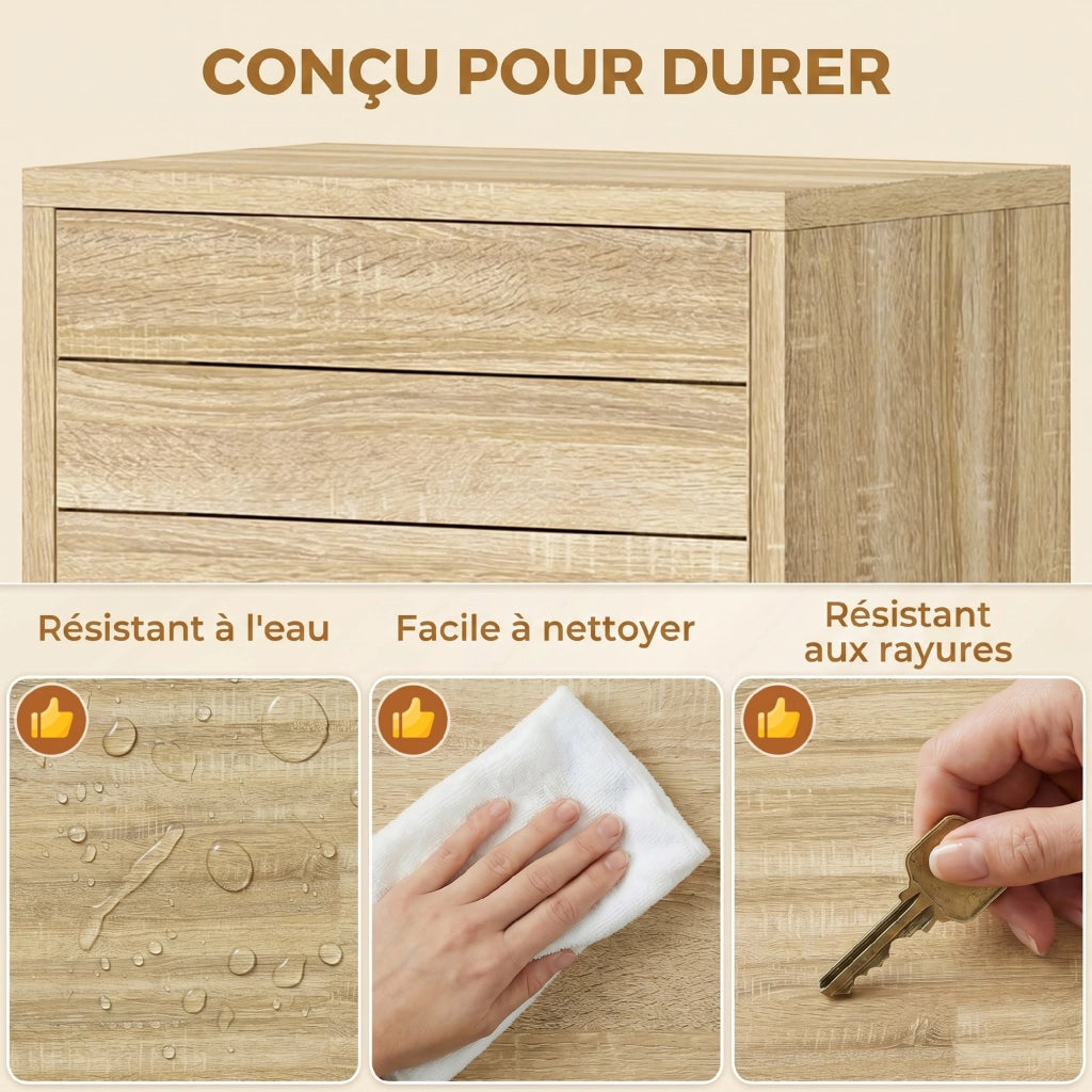 Mobiletto Bagno in Legno con Ripiano Regolabile e Anta a Lamelle, Apertura a Pressione ¨C zephmum ¨C 34x23x84 cm, Naturale