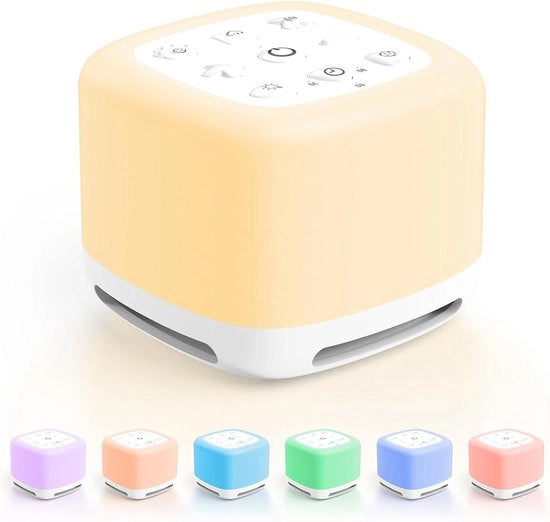 OQIMAX 40 Macchina di Rumi Bianca - Con Lampada da Notte - Altoparlante Senza Fili - Per Bambini Adulti - Timer & Funzione di Memoria - Macchina di Musica per Yoga Boxe
