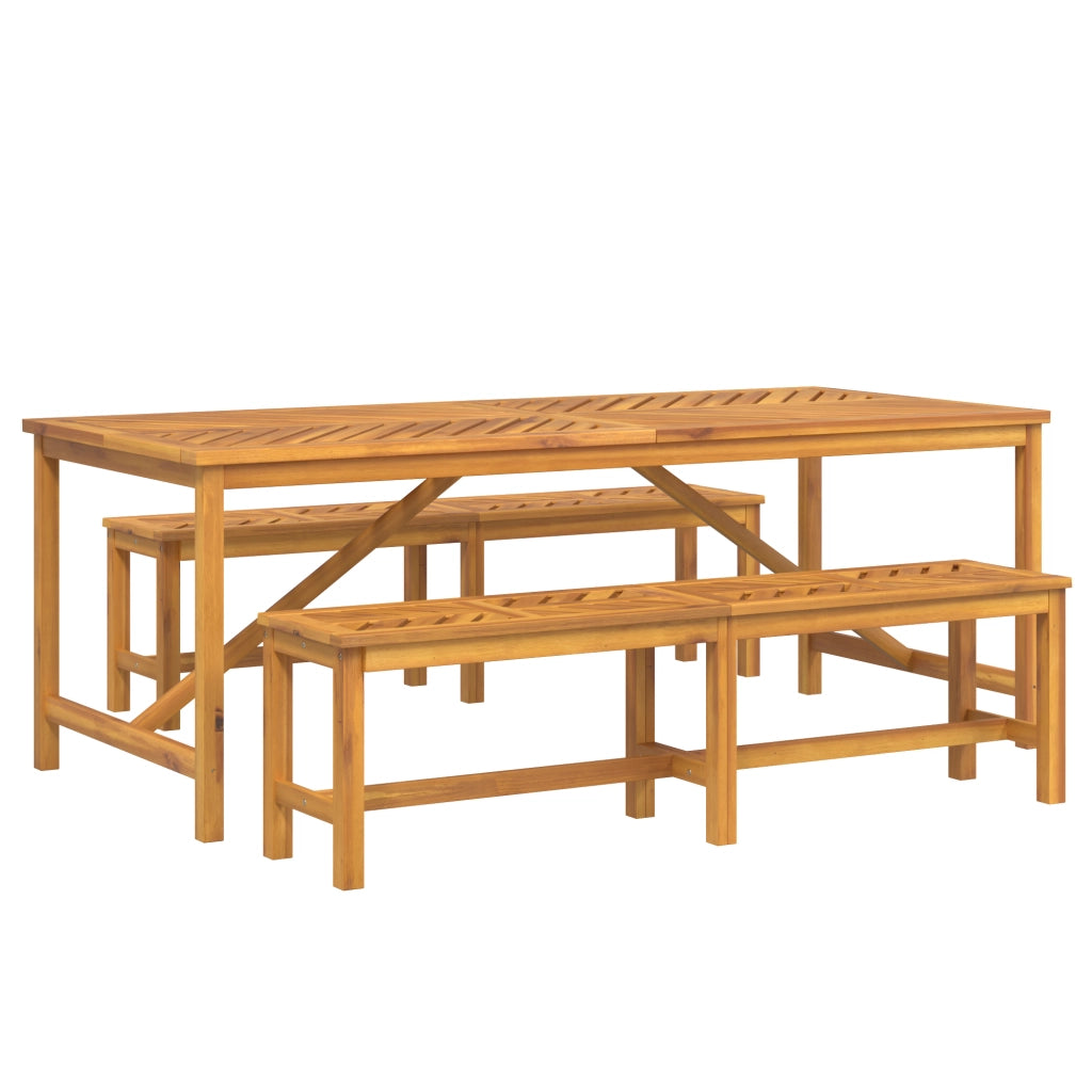Set da pranzo da giardino 6 pezzi in legno massello di acacia