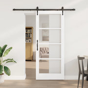 Porta scorrevole  con set di accessori bianca 83x202 cm in legno massiccio di pino