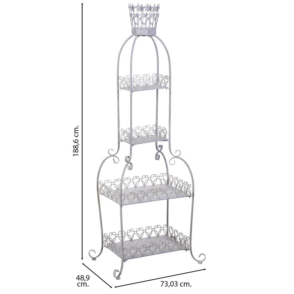 Espositore in metallo con 4 ripiani cm grigio 73,03x48,9x188,6h