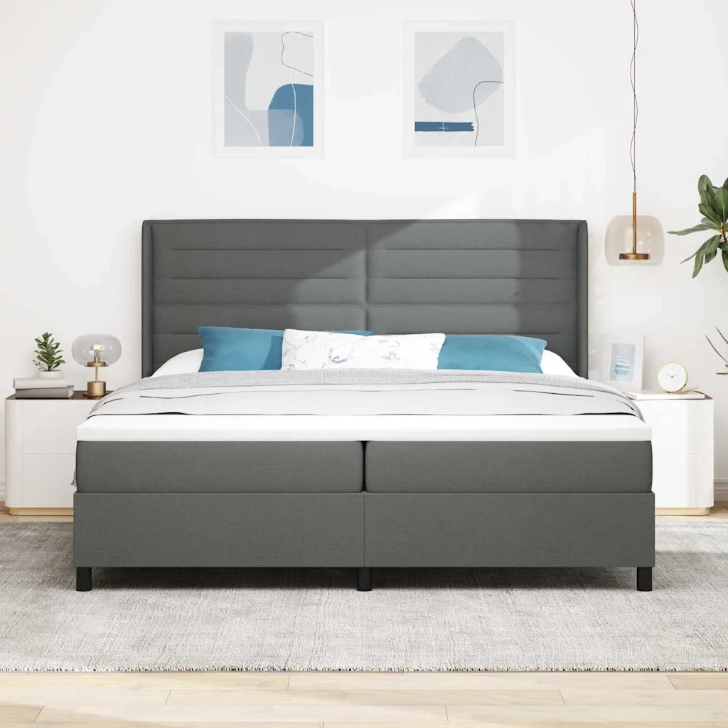 Letto a molle con materasso Grigio scuro 200 x 200 cm Tessuto