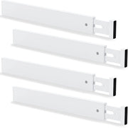 Set di 4 divisori di carrello regolabili in bambù (44-55 x 1,5 x 5,7 cm, bianco), divisori di carrello per cucine, organizzatore di carrello per cucine