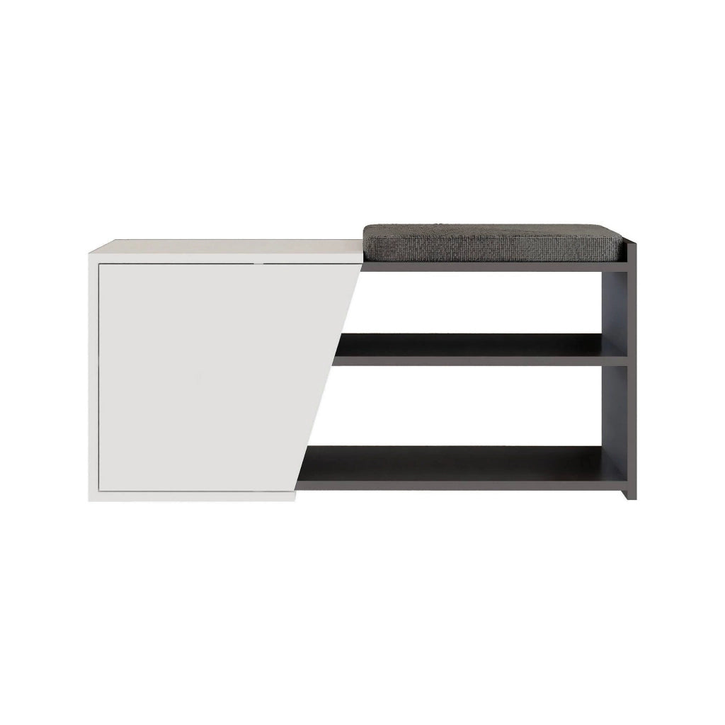Mobile Portascarpe Neneng, Scarpiera 2 Ripiani, 105x38x47h cm Nero Antracite