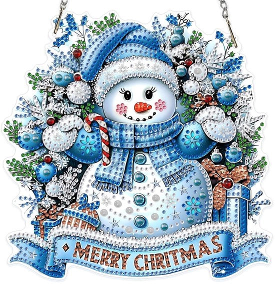 Kit di pittura 5D per dipinto speciale forma - Kit di appendere - Figura di neve di Natale - Arte fai da te - Incluso diamante extra - Adatto per adulti e bambini - Arte con diamanti