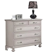  cassettiera arte povera 5 cassetti legno shabby tortora grigio 116x51x101 (1475) - Mobili 2G