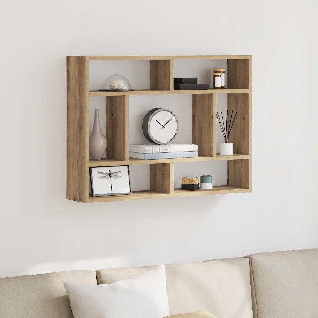 Scaffale a Parete Rovere Artigianale 75x16x55 cm in Truciolato 862046