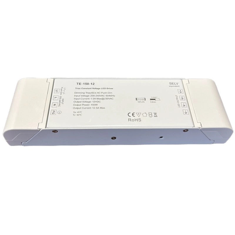 Alimentatore Dimmerabile CV 12V 150W Triac ELV Pulsante N.O. Varialuce Su 220V Per Striscia Led TE-150-12