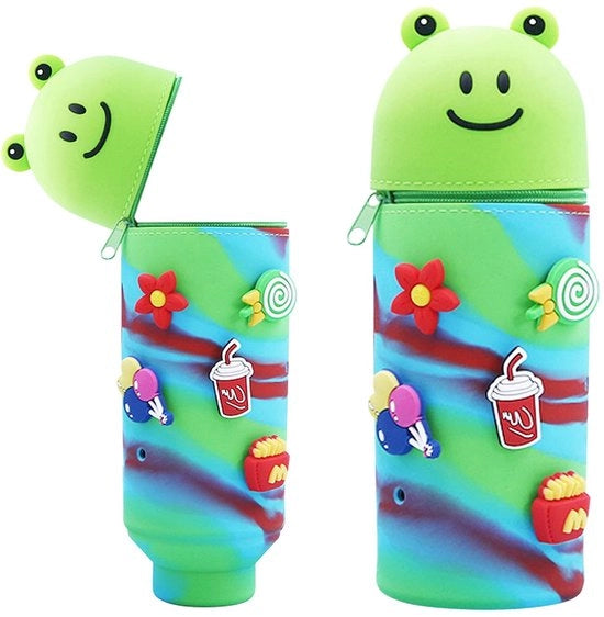 Etui 2-in-1 in silicone morbido per bambini, contenitore in piedi con portadile per animali, etui cartoon per ragazze e ragazzi