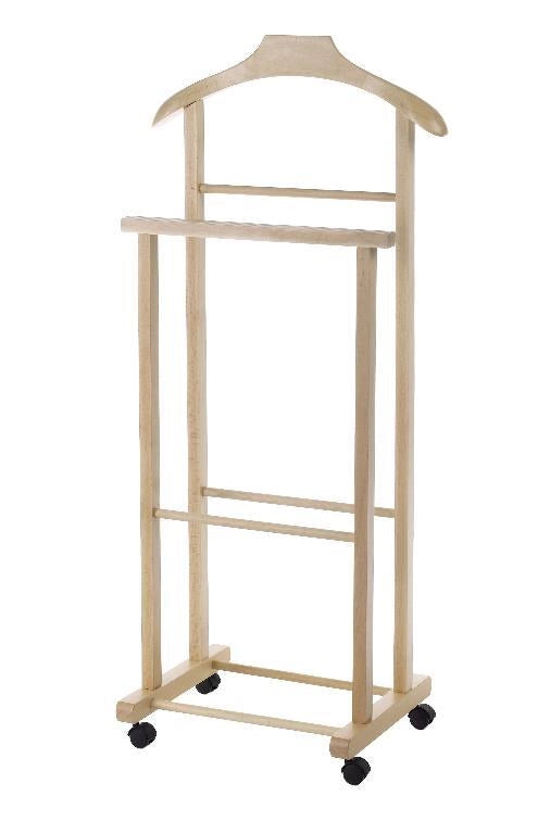 Omino Doppio Indossatore da Camera in Legno Faggio Naturale 43 x 33 x 105 cm