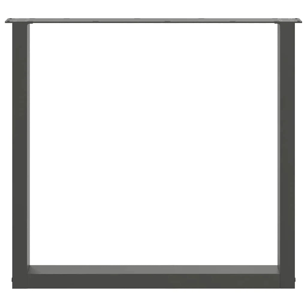 Set di 2 gambe per tavolo da pranzo a forma di U 80 x 72-73 cm con piedini regolabili design moderno in acciaio antracite 02_0057430