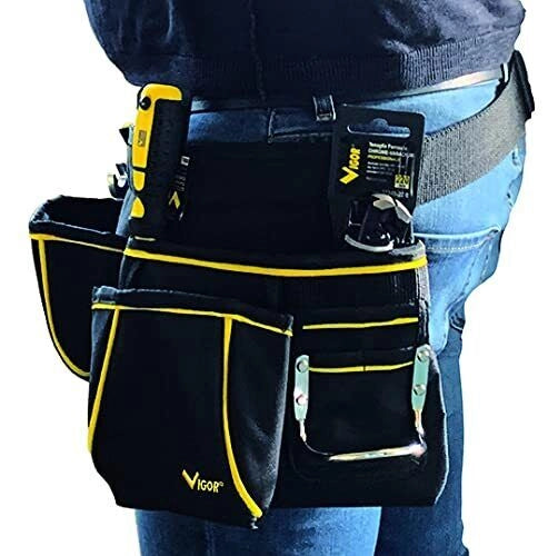 Vigor 40567-14 Aquila Tripla Borsa Portautensili in Tessuto 9 Tasche Gancio Portamartello Cintura Regolabile 60x25 cm