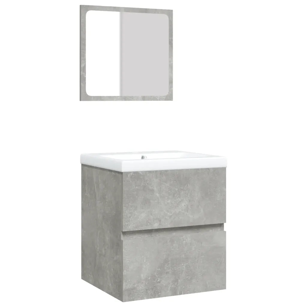Mobile da Bagno con Lavabo e Specchio Grigio Cemento cod mxl 61965