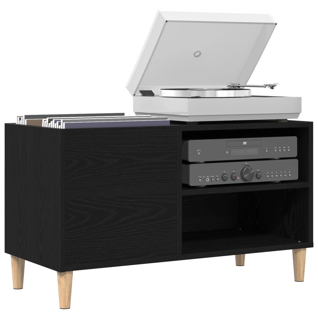 Armadio per dischi  Nero Rovere 84,5x38x48 cm Legno ingegnerizzato