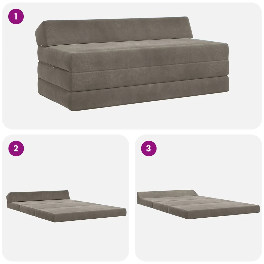 Divano Letto Pieghevole Grigio Chiaro 120 x 60 x 49 cm Tessuto