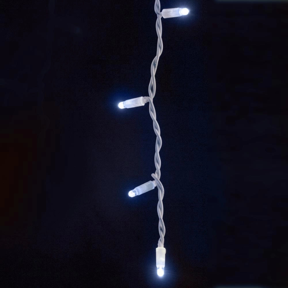 Trade Shop - Catena Luminosa Natalizia 100led Bianco Freddo Con Flash 9mt Esterno Prolungabil -