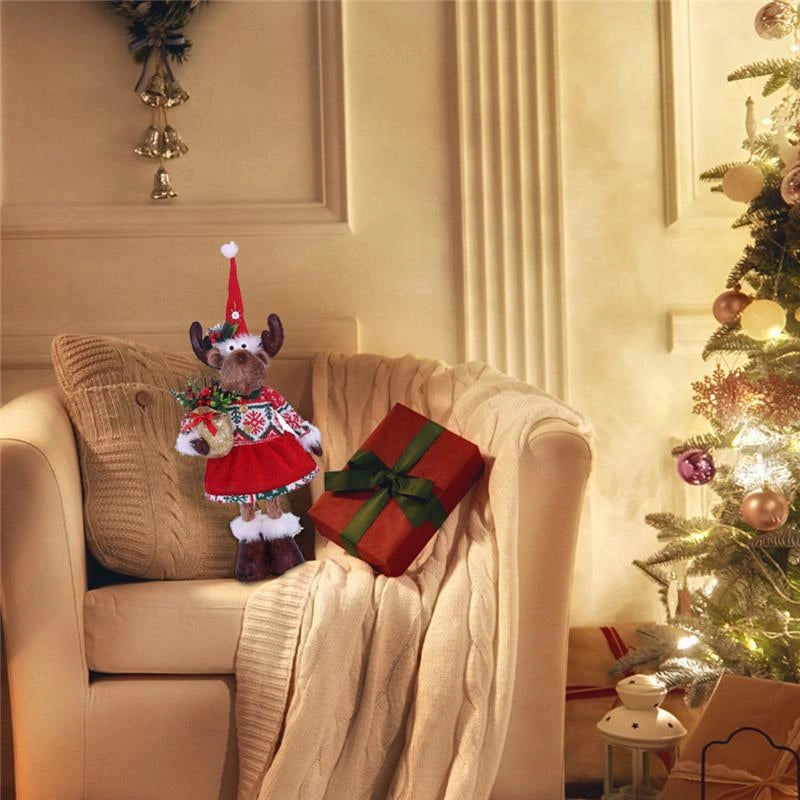 MA MAISON RENNA DECORATIVA NATALIZIA IN PIEDI 20X13X58 CM CON VESTITO ASSORTITO