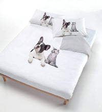 Copripiumino con Stampa sul Sacco e Federe Cane/Gatto Grigio Singolo