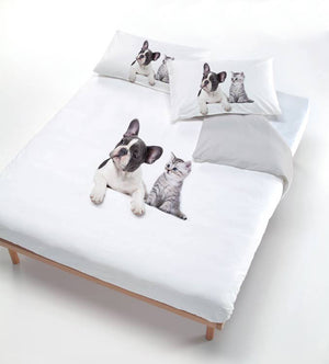 Copripiumino con Stampa sul Sacco e Federe Cane/Gatto Grigio Singolo