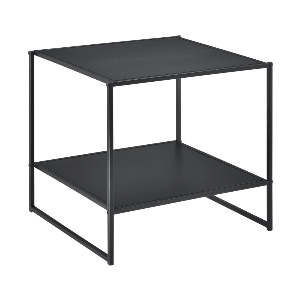 Tavolino Basso da Caffè Salsnes in Metallo con Ripiano 51x53x51 cm - Nero Opaco [en.casa]